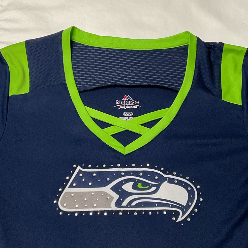 Seahawks Women’s Jersey- Navy and Lime